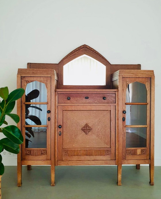 Image 1 of Amsterdam school cabinet with loose mirror