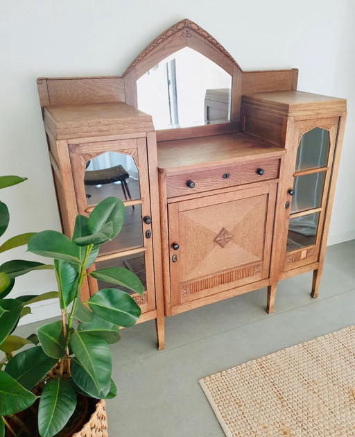 Amsterdam school cabinet with loose mirror