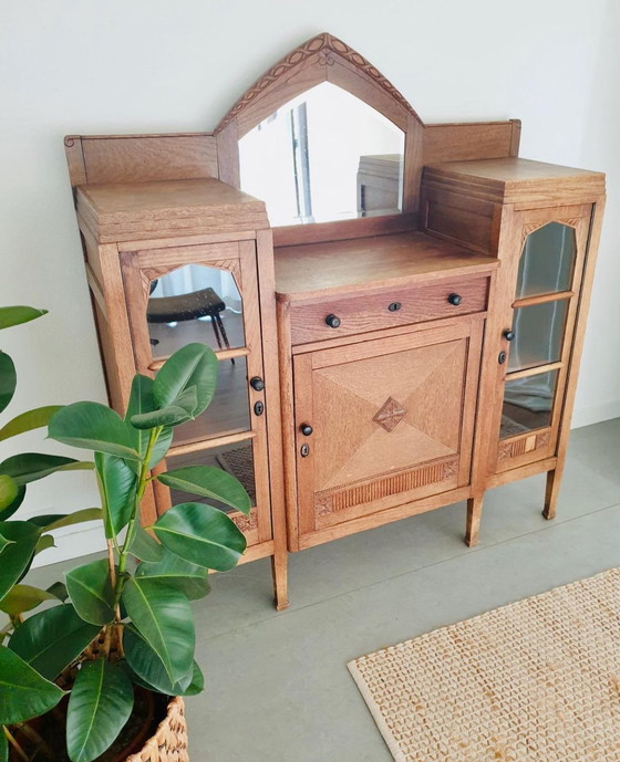 Image 1 of Amsterdam school cabinet with loose mirror