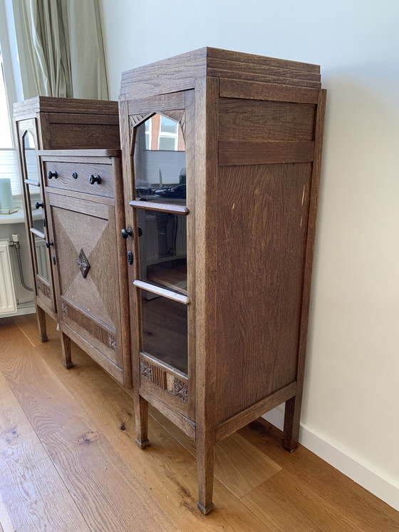 Image 1 of Amsterdam school cabinet with loose mirror