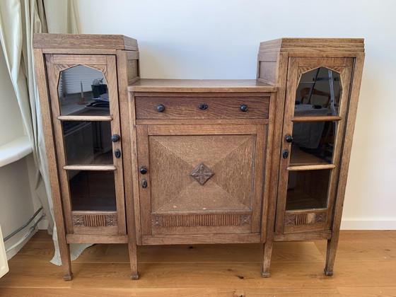 Image 1 of Amsterdam school cabinet with loose mirror