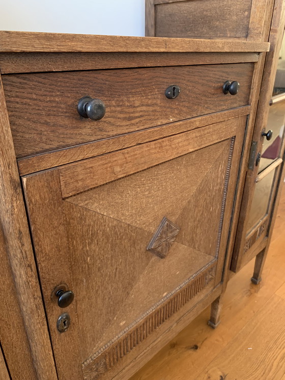 Image 1 of Amsterdam school cabinet with loose mirror