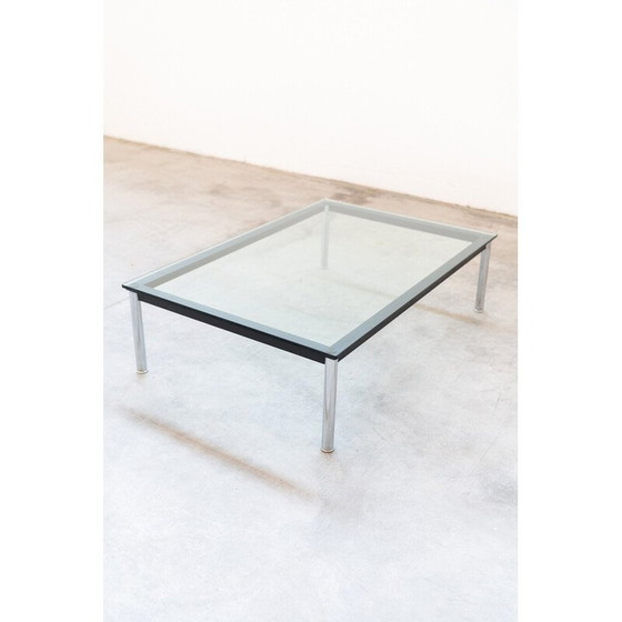 Image 1 of Vintage LC10 coffee table in chrome steel and tempered glass by Le Corbusier and Pierre Janneret for Cassina, Italy 1970