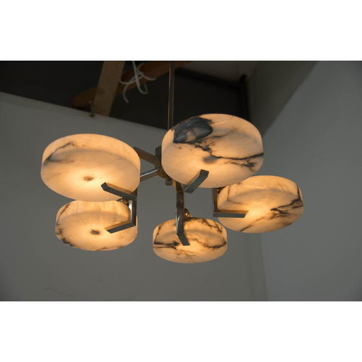 Vintage art deco marble chandelier, 1930