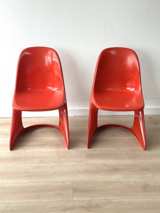 Image 1 of 2x Casala Red Chairs Spaceage