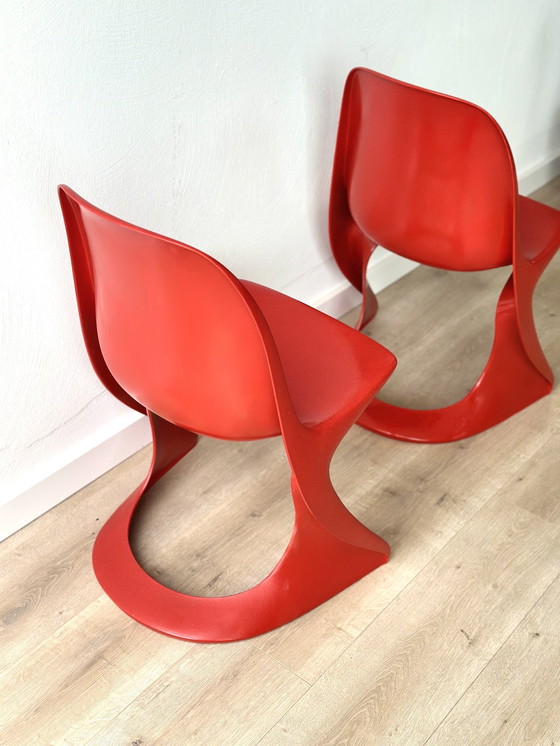 Image 1 of 2x Casala Red Chairs Spaceage