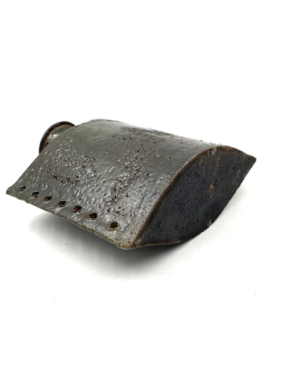 Image 1 of Vaso brutalista in ceramica verde scuro, Italia anni '80