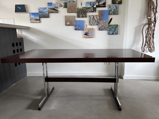 Midcentury Rosewood And Chrome Dining Table