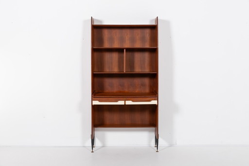 Italian Mid-Century Modern Bookshelf-Desk Cabinet