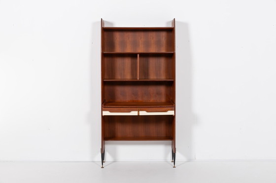 Image 1 of Italian Mid-Century Modern Bookshelf-Desk Cabinet