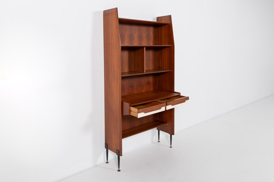 Image 1 of Italian Mid-Century Modern Bookshelf-Desk Cabinet