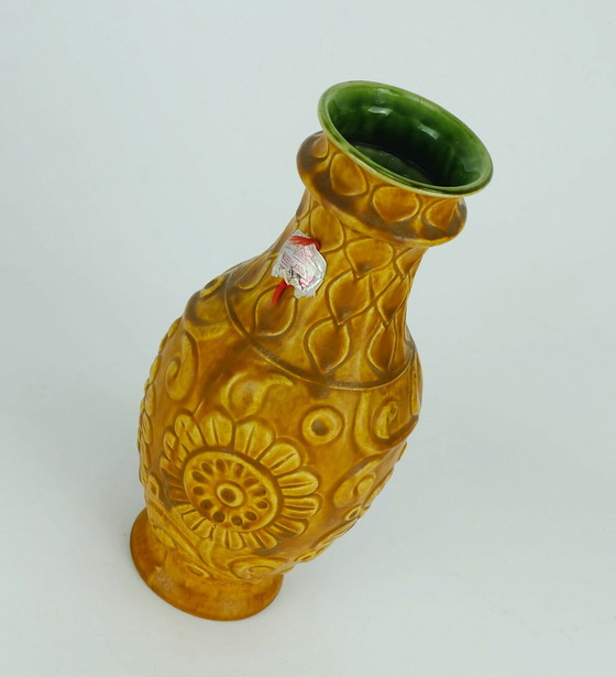 Image 1 of 1960s bay keramik vase relief flower decor model 86 25