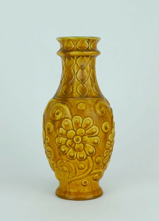 1960s bay keramik vase relief flower decor model 86 25