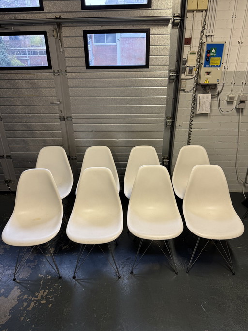 8x Vitra Eames Dsr Chromed Chair