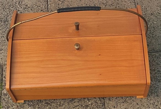 Image 1 of Mid-Century Wooden Sewing Box, 1950S