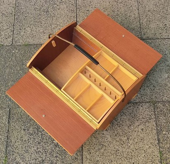 Image 1 of Mid-Century Wooden Sewing Box, 1950S