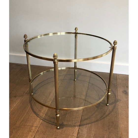 Image 1 of Vintage round brass coffee table for Maison Baguès, France 1940