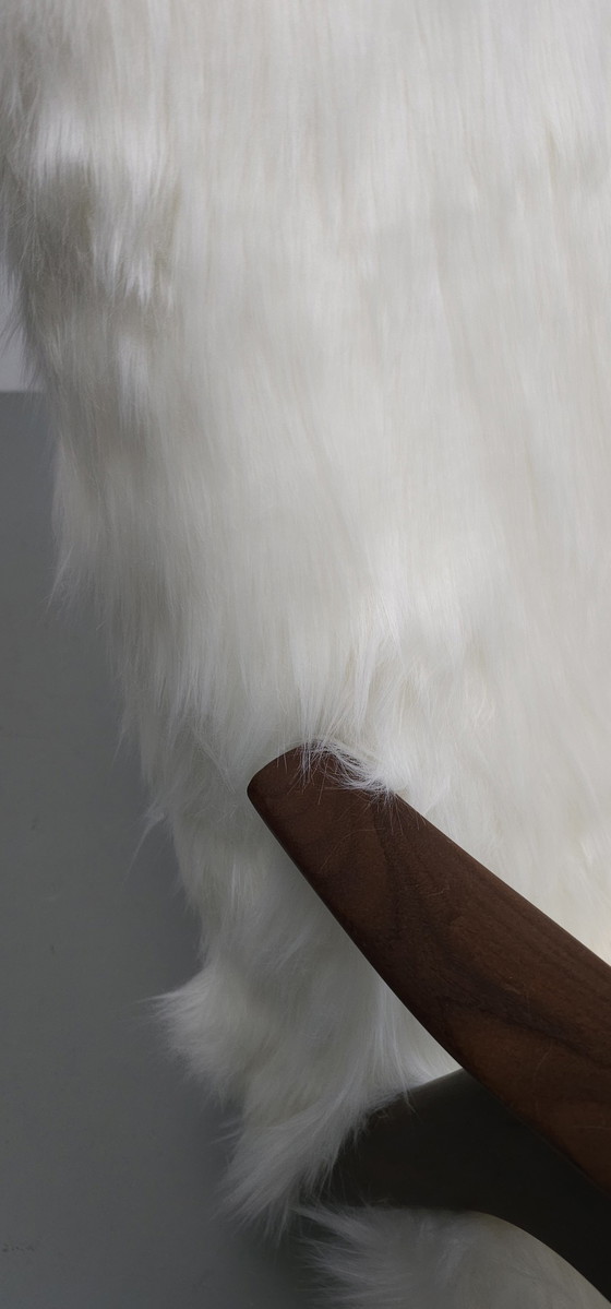 Image 1 of Vintage Teak 60'S Faux Fur Armchair