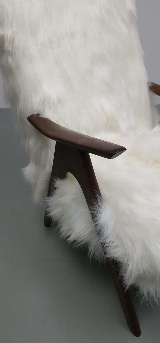 Image 1 of Vintage Teak 60'S Faux Fur Armchair