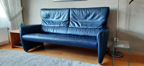 Image 1 of Jori 3-Seater Sofa - Blue Leather