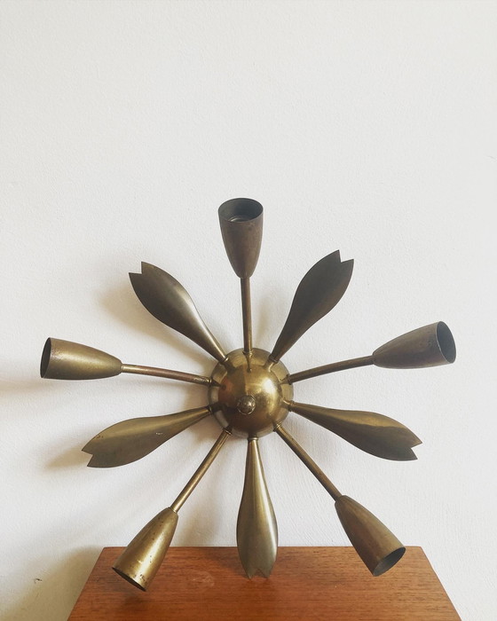 Image 1 of Midcentury brass ceiling lamp