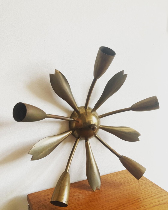 Image 1 of Midcentury brass ceiling lamp