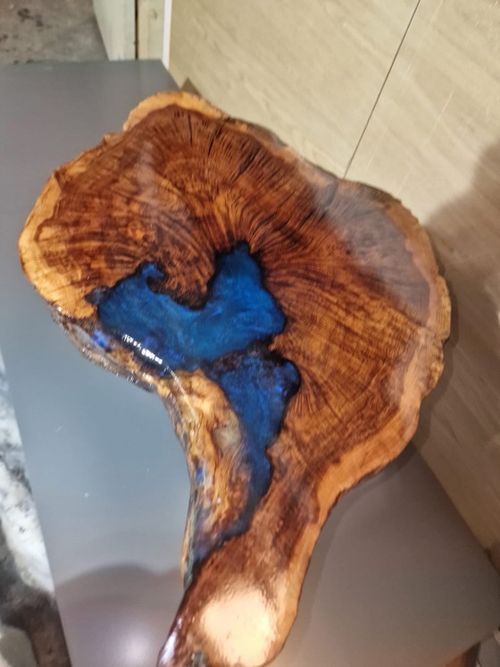 Image 1 of American Oak disc with river effect of epoxy