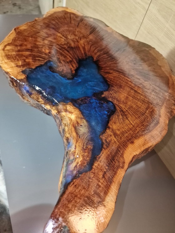 Image 1 of American Oak disc with river effect of epoxy