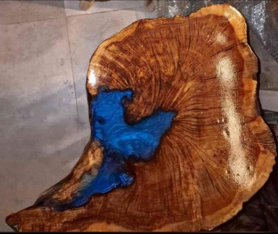 Image 1 of American Oak disc with river effect of epoxy