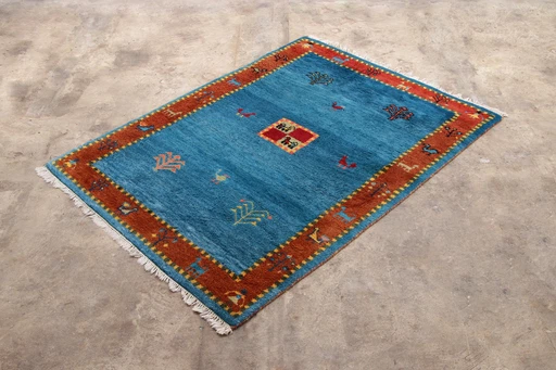 Tapis persan Gabbeh noué à la main avec de la laine, 1980