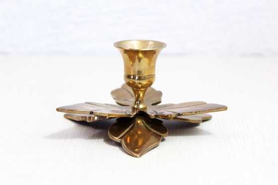 Image 1 of Beautiful candle holder in brass 70s