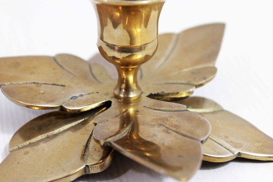 Image 1 of Beautiful candle holder in brass 70s