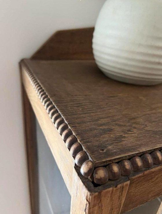 Image 1 of Wooden tea cabinet / display case with cut glass and shelf