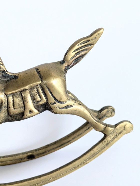 Image 1 of Statuetta a forma di cavallo a dondolo | Ottone vintage | Francia anni '60