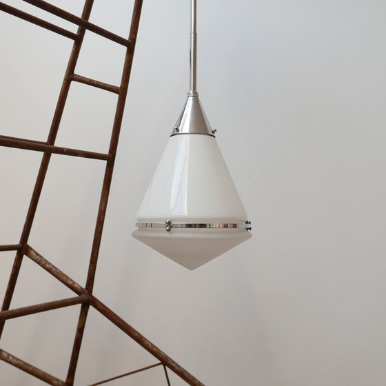 Image 1 of Vintage Opaline Two Tone Pendant Light by Peter Behrens, German 1930s