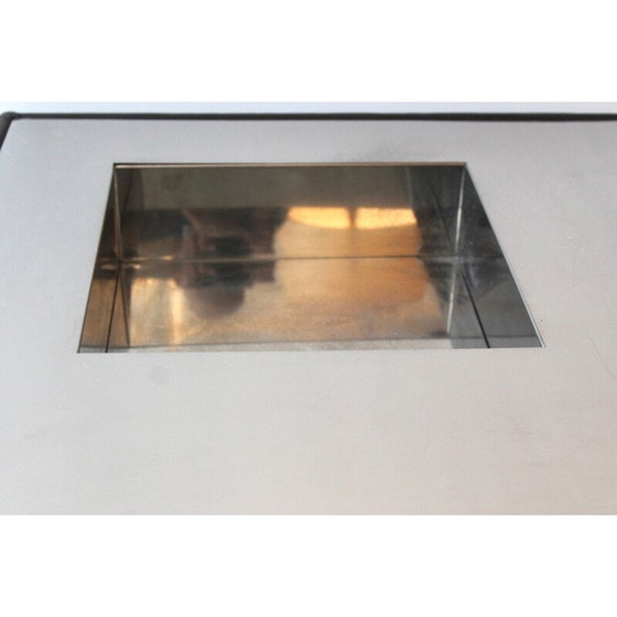 Image 1 of Vintage stainless steel and leather coffee table, 1970