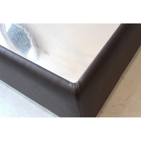 Image 1 of Vintage stainless steel and leather coffee table, 1970