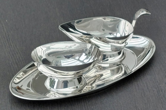 Image 1 of 3 piece silver plated cream set by Gero 1962