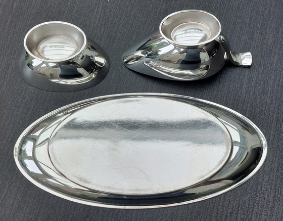 Image 1 of 3 piece silver plated cream set by Gero 1962