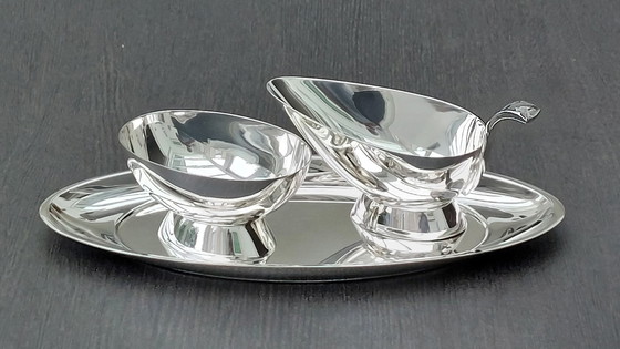 Image 1 of 3 piece silver plated cream set by Gero 1962