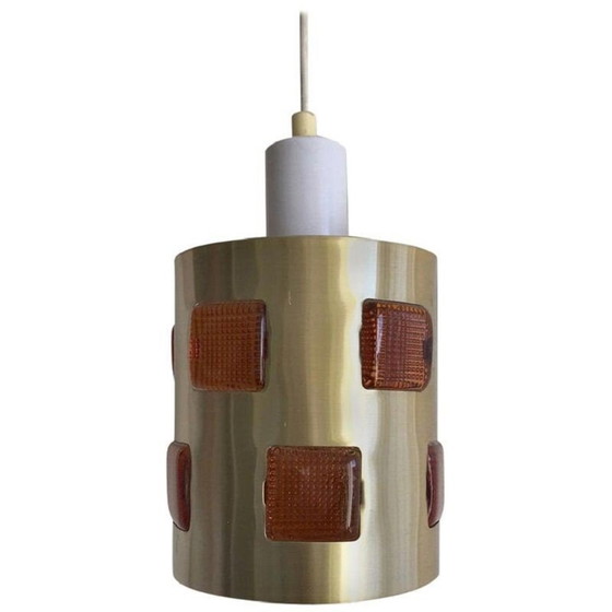 Image 1 of Vintage metal and glass pendant lamp by Einar Backstrom and Erik Hoglund, Sweden 1960