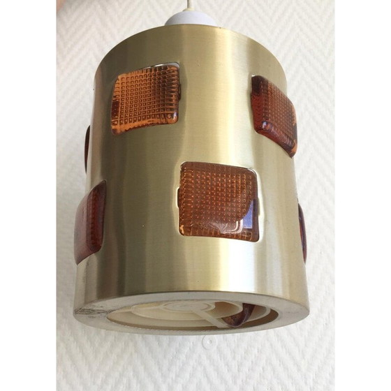 Image 1 of Vintage metal and glass pendant lamp by Einar Backstrom and Erik Hoglund, Sweden 1960