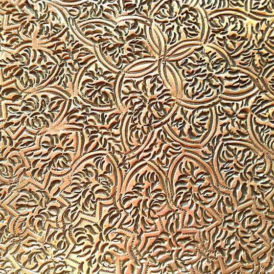 Image 1 of Vintage Hand Crafted Moorish Round Copper Tray