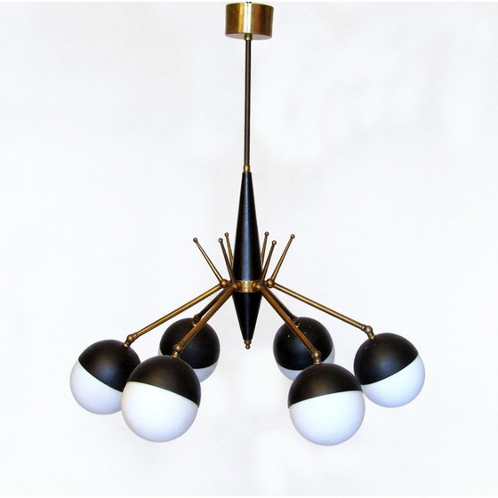 Image 1 of Vintage Italian articulated globe chandelier, 1950s