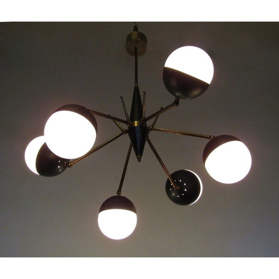 Image 1 of Vintage Italian articulated globe chandelier, 1950s