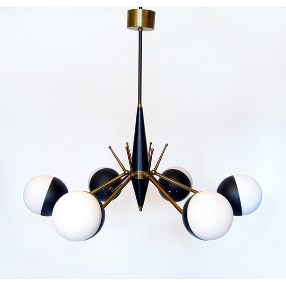 Image 1 of Vintage Italian articulated globe chandelier, 1950s