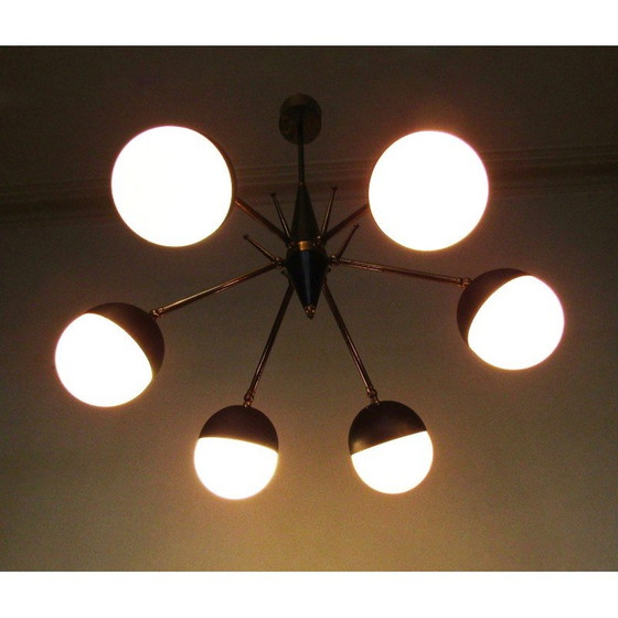 Image 1 of Vintage Italian articulated globe chandelier, 1950s