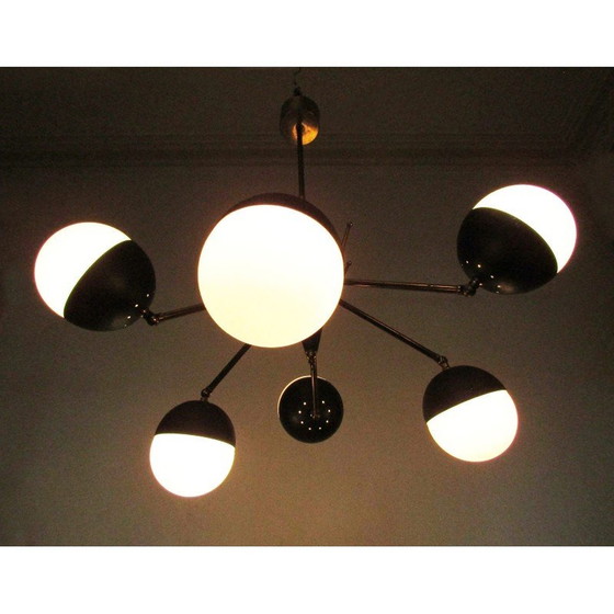 Image 1 of Vintage Italian articulated globe chandelier, 1950s