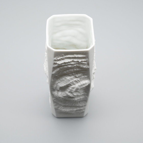 Image 1 of Manfred Frey Ak Kaiser Bisque Porcelain Vase Fossil Ammonit Relief Opart Quartet