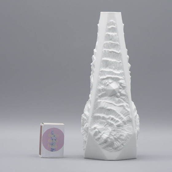 Image 1 of Manfred Frey Ak Kaiser Bisque Porcelain Vase Fossil Ammonit Relief Opart Quartet